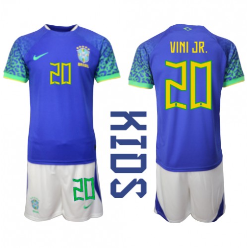 Brazil Vinicius Junior #20 Gostujuci Dres za djecu SP 2022 Kratak Rukav (+ Kratke hlače)